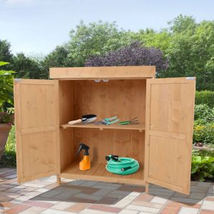 Armário pequeno para jardim em madeira com 2 portas - 74x43x88cm