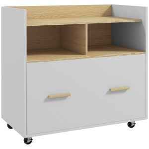 Armário para Arquivos com Rodas para Tamanho A4 e 2 Compartimentos de Armazenamento 76x40x75