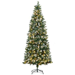 Árvore de Natal Slim com 1051 Ramos 45 Pinhas e Base Dobrável Ø100x230 cm Verde