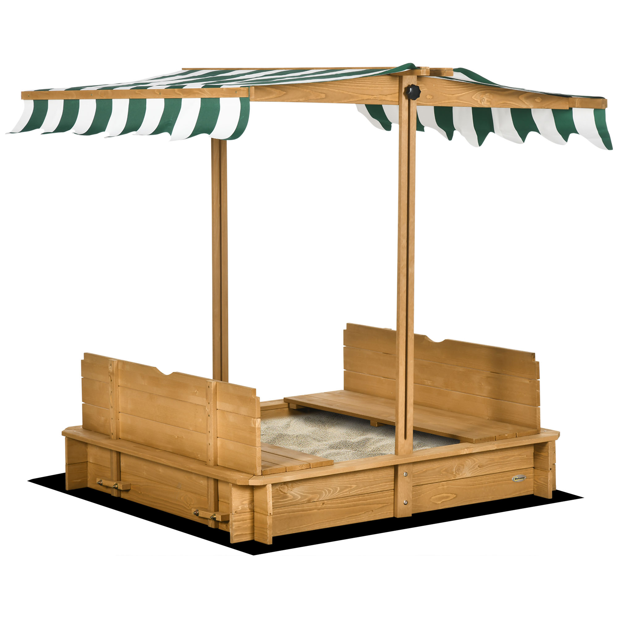 Caixa de Areia Infantil com Toldo Ajustável e Encostos Removíveis 106x106x121cm