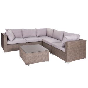 Canapé D'Angle Marlene Rattan Pe Taupe. 248 X 248 X 66 Cm