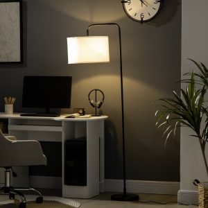Candeeiro de Pé Moderno com Estrutura de Aço e Interruptor de Pé 64x38x163