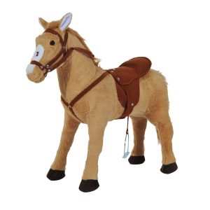 Cavalo de Brinquedo para Crianças +3 Anos com Sons e Estrutura Metal Carga 60kg 85x28x60 cm Bege