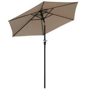 Chapéu de Sol Jardim Ø230x216 cm Terraço com Teto Ajustável Abertura Manual Impermeável para Pátio Piscina Praia Caqui