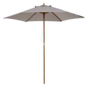 Chapéu de Sol de Madeira Ø250x230 cm para Exterior com 6 Hastes Sistema de Corda com Fixação Desmontável
