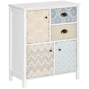 Cómoda com 2 Gavetas  com 3 Compartimentos Desenho Anti-Tombo para Sala de Estar Corredor 68x34x80 cm Multicor