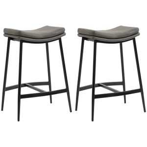 Conjunto de 2 Bancos Altos Cozinha Bar com Estrutura Aço Estilo Industrial Carga 120 kg para Sala Jantar 48