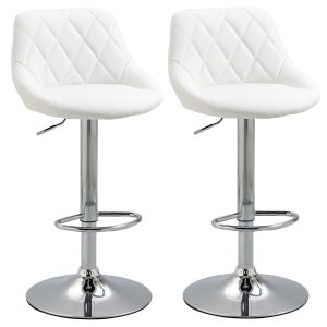 Conjunto de 2 Bancos de Bar Giratórios com Altura Ajustável Bancos Altos Moderno de Cozinha com Base Redonda e Apoio para os Pés 51