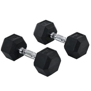 Conjunto de Halteres 16 kg com Barra Metálica e Cabeça Hexagonal 30