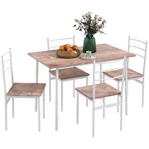 Conjunto de Mesa e 4 Cadeiras com Estrutura de Aço 110x70x75 cm