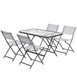Conjunto de Refeição de 5 Peças com Mesa de Vidro Temperado Estilo Moderno