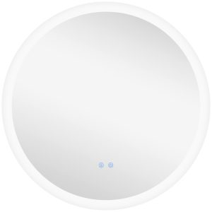 Espelho Casa de Banho Redondo com Luzes LED 70x70 cm Função Antiembaciamento 3 Luzes Função de Memória e Interruptor Tátil Prata