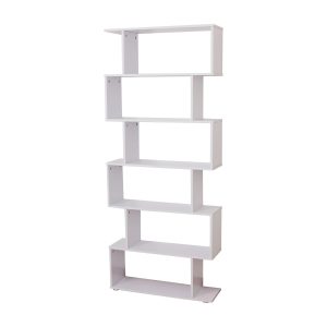 Estante Moderna com 6 prateleiras em forma de S Madeira 80 x 25 x 192 cm branco