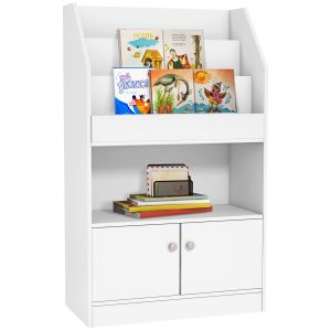 Estante de Livros para Crianças de 3 a 8 Anos com 3 Compartimentos e 2 Armários 60x29