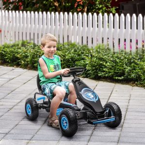 Kart a Pedais Infantil com Assento Ajustável Pneus Insufláveis Amortecimento e Travão de Mão. Carga Máx. 50kg 121x58x61cm