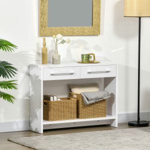 Mesa Consola com 2 Gavetas e Prateleira de Armazenamento