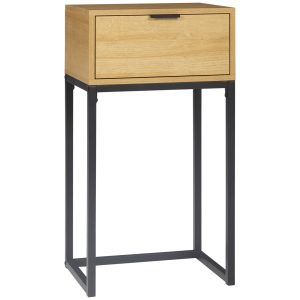 Mesa Consola com Gaveta com Pés de Aço 40x30x76 cm Madeira e Preto