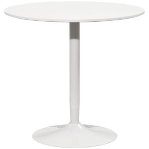 Mesa de Cozinha Redonda Moderna para 2 Pessoas com Base de Aço e Almofadas Antiderrapantes Ø80x75 cm Branco