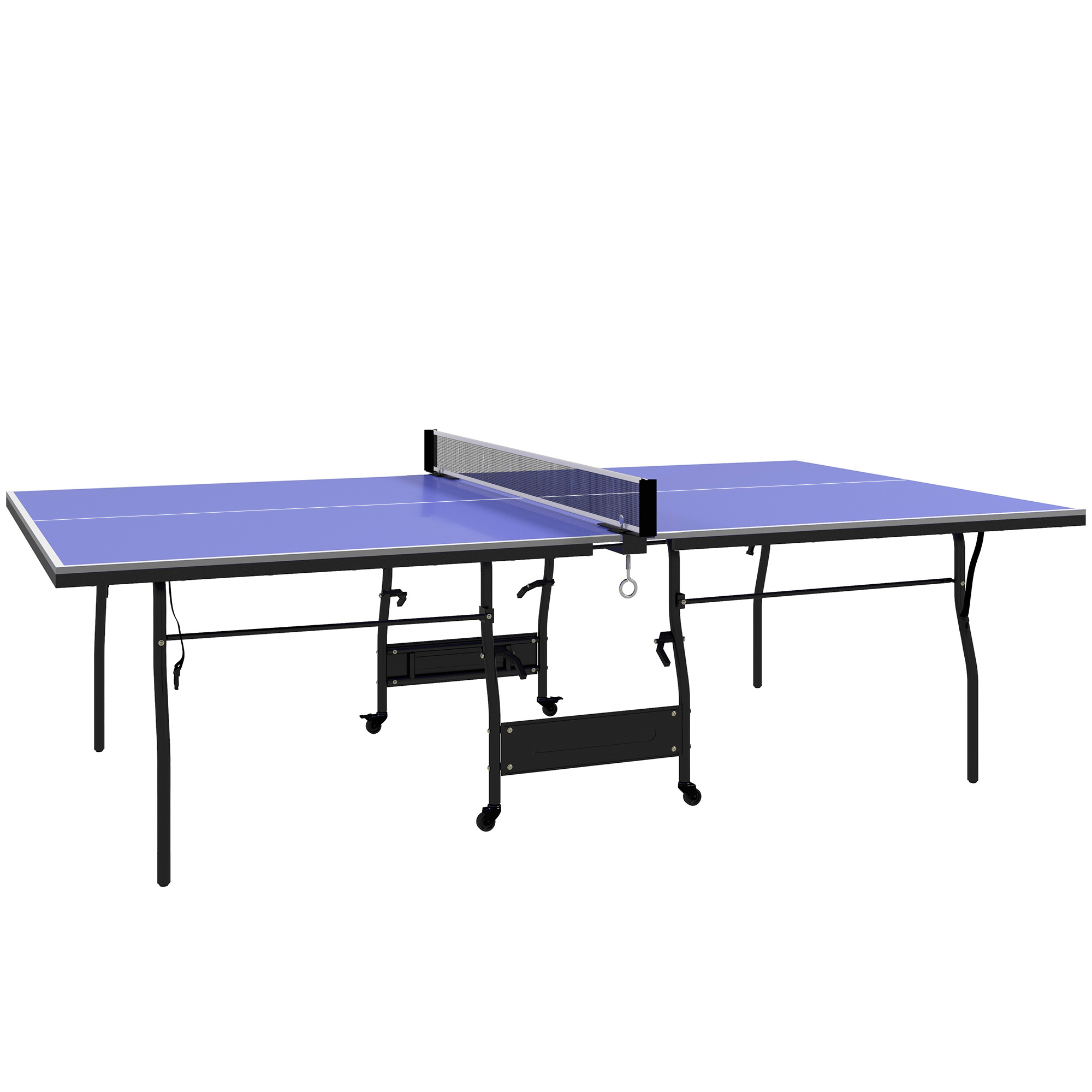 Mesa de Ping Pong Dobrável com Rodas Inclui 2 Raquetes e 3 Bolas para Interior e Exterior 274x152,5x76cm