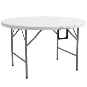 Mesa de Varanda Dobrável com Estrutura de Aço e Bancada de HDPE Carga Máxima 80 kg Ø122x73 cm