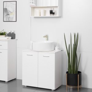 Móvel para Lavatório Móvel de Casa de Banho com 2 Portas e Prateleira Interior Ajustável Estilo Moderno 60x30x62