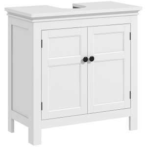 Móvel para Lavatório com Prateleira Ajustável e Portas Magnéticas 60x30x60 cm Branco