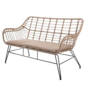 Poltrona 2 Lugares Aço Palhinha Pe-121 X 62 X 76 Cm