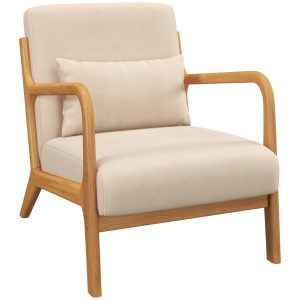 Poltrona Individual Acolchoada com Apoio para os Braços e Estrutura de Madeira 120 kg 61x78x76 cm