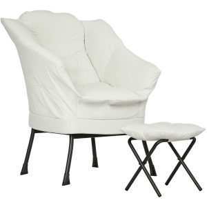Poltrona Sala de Estar com Apoio para os Pés 80x78x100 cm Creme
