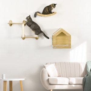 Prateleiras de Parede para Gatos com Caverna Plataforma de rede e Poste de Sisal