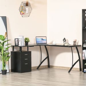 Secretária de Canto para Computador em Formato de L com 3 Gavetas 143