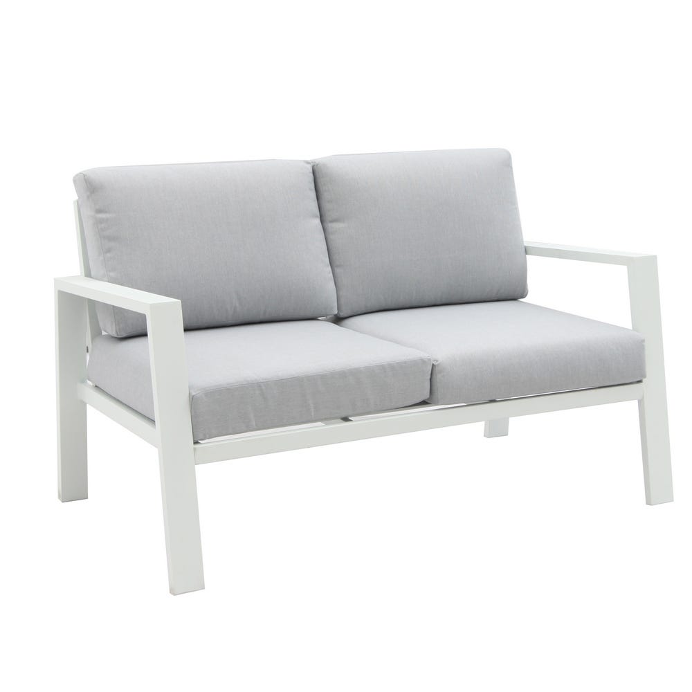 Sofá para Jardim Exterior de 2 Lugares em Alumínio, 132,20x74,80x73