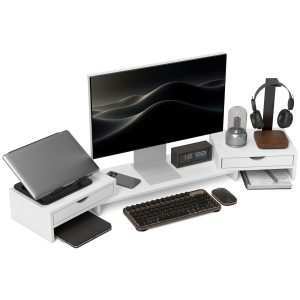 Suporte para Monitor com Ângulo e Comprimento Ajustável 60-116x22x12 cm Branco