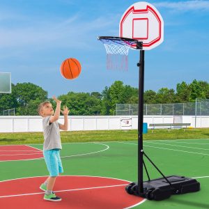 Tabela de basquetebol com suporte de rodas rede ajustável com e painel