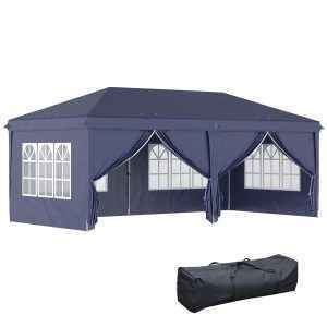 Tenda para Festas 585x295x270 cm com Paredes Laterais Amovíveis com 2 Portas com Fecho de Correr