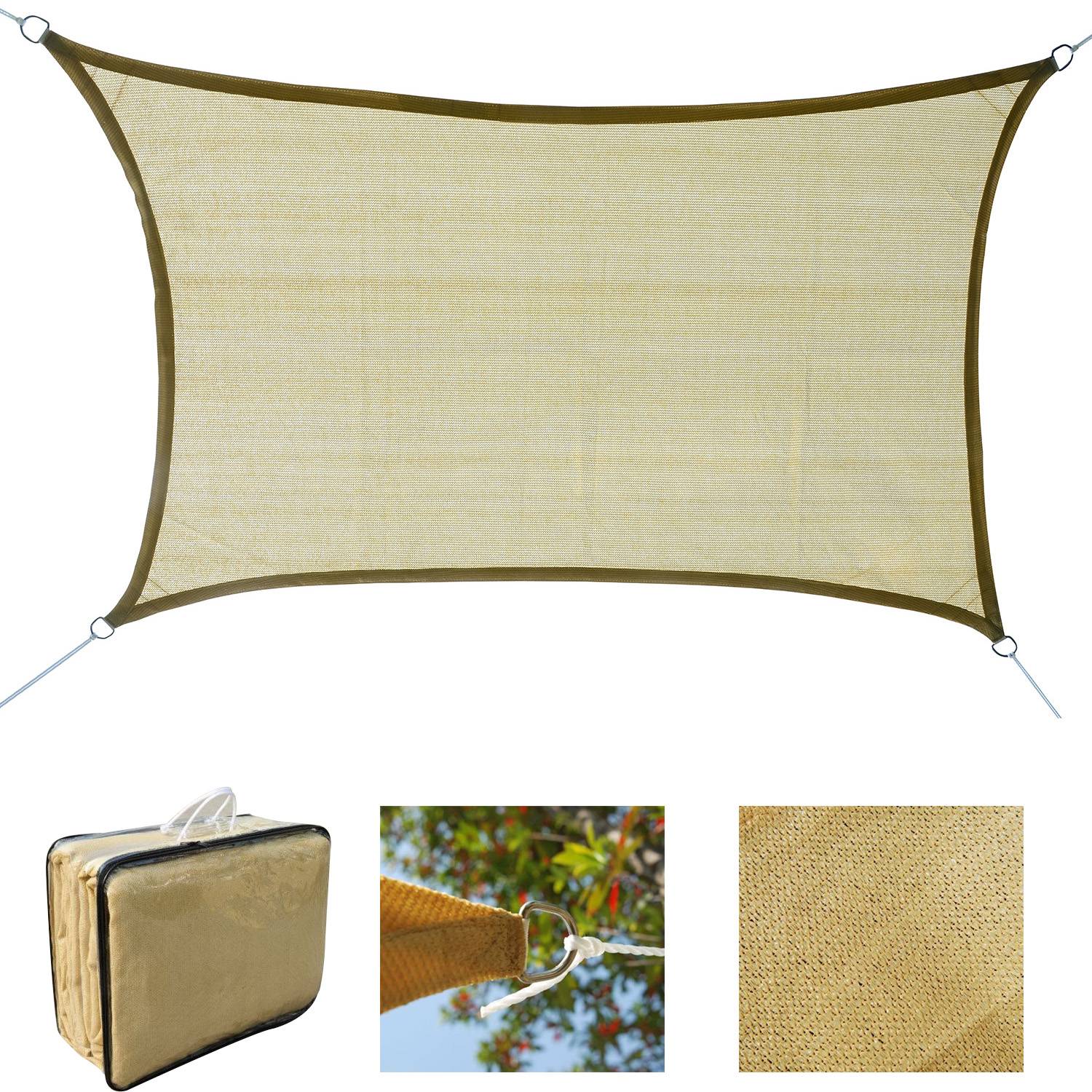 Vela De Sombra Cuadrada, Impermeable, Cortavientos Y Resistente A Los Rayos Uv Ideal Para Patio Jardin Y Terraza 2 X 2 M Color Beige 99217570
