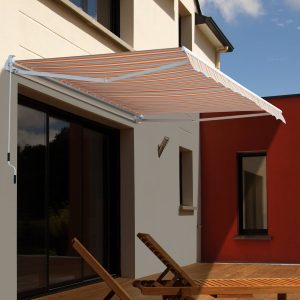 Toldo de Parede cro Branco bege e laranja Alumínio 3 x 2