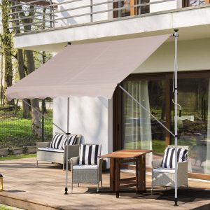 Toldo manual retrátil para jardim de 200x150x170-280 cm com manivela, Cor bege