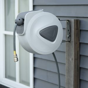Suporte retrátil com mangueira de ar comprimido para compressor suporte giratório 180 ° Cinza 43x25x35 cm